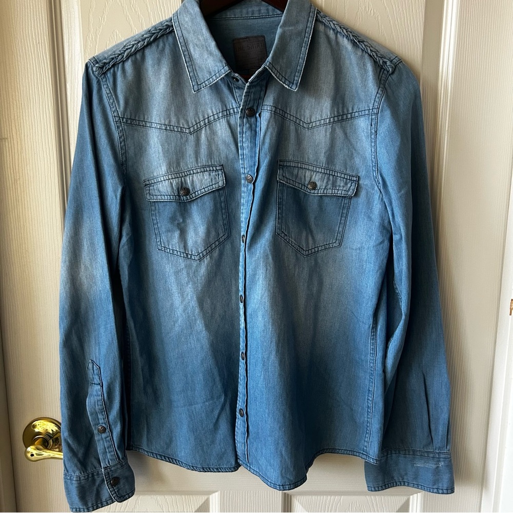JD The Shirt Men’s Denim Chambray Western Button Up Shirt